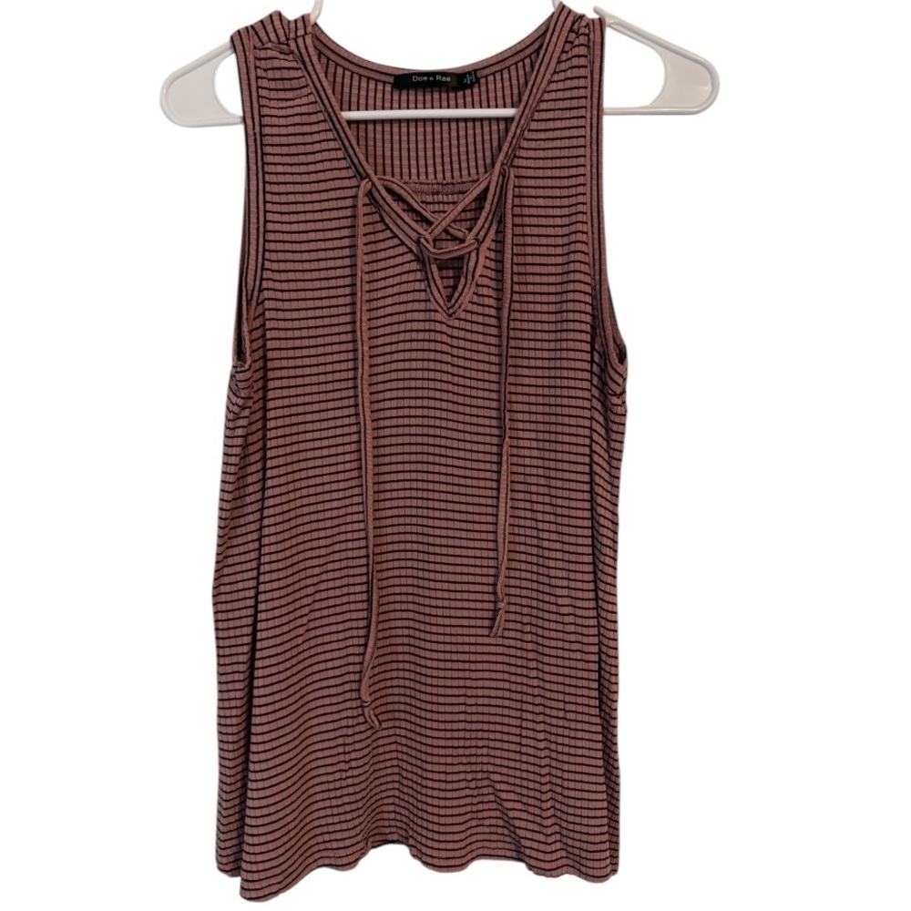 🌺Doe & Rae Strip Tie Front Tank Top